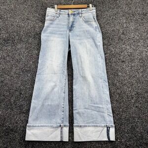 Kut from the Kloth Meg Fab Ab Wide Leg Cuffed Jeans Light Wash High Rise Size 0